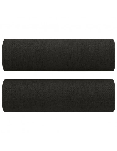 Set Divani 4 pz con Cuscini Nero in Tessuto