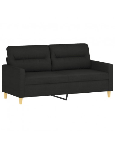 Set di Divani 3 pz con Cuscini Nero in Tessuto