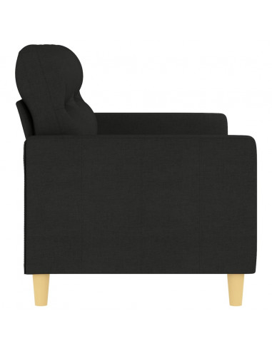 Divano a 2 Posti Nero 120 cm in Tessuto