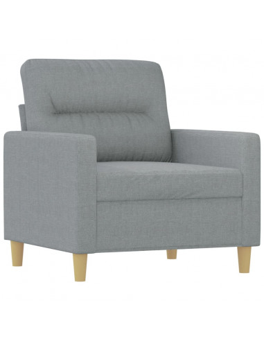 Set di Divani 3 pz con Cuscini Grigio Chiaro in Tessuto