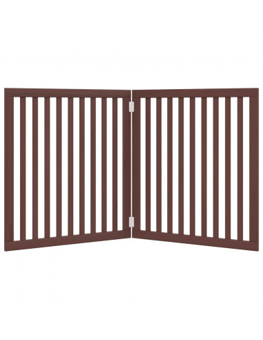 Cancello Cani Pieghevole 2 Pannelli Marrone 160cm Legno Pioppo