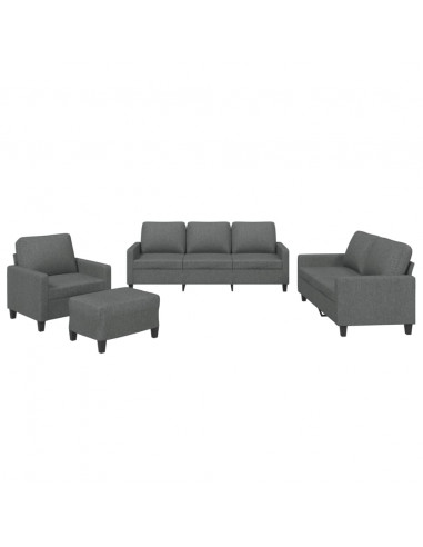 Set di Divani 4 pz con Cuscini Grigio Scuro in Tessuto