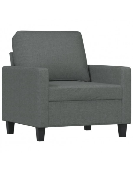 Set di Divani 3 pz con Cuscini Grigio Scuro in Tessuto