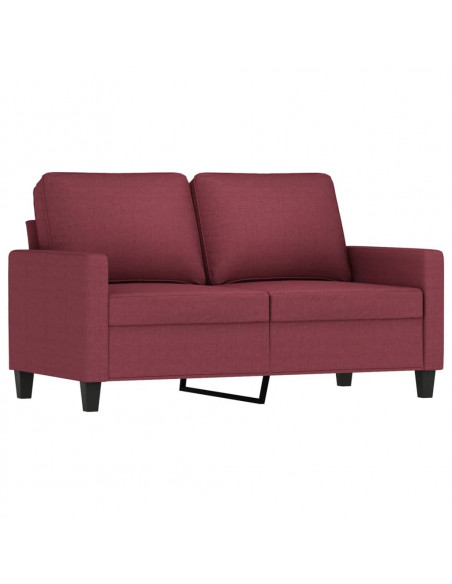 Set di Divani 3 pz con Cuscini Rosso Vino in Tessuto