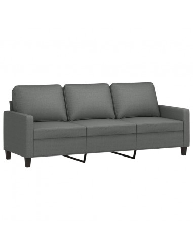 Set di Divani 3 pz con Cuscini Grigio Scuro in Tessuto