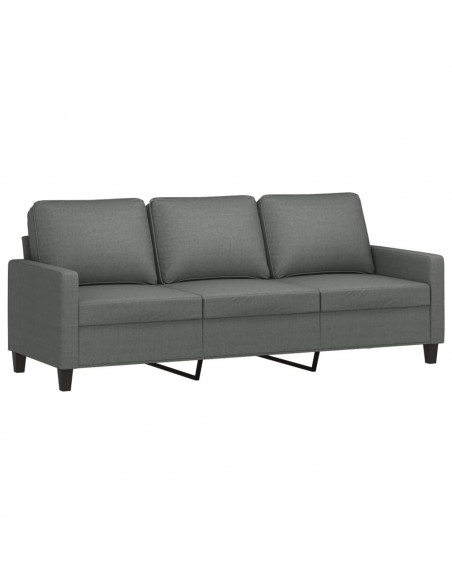 Set di Divani 3 pz con Cuscini Grigio Scuro in Tessuto