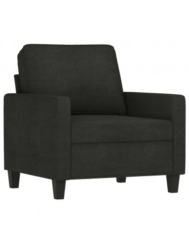 Set di Divani 3 pz con Cuscini Nero in Tessuto