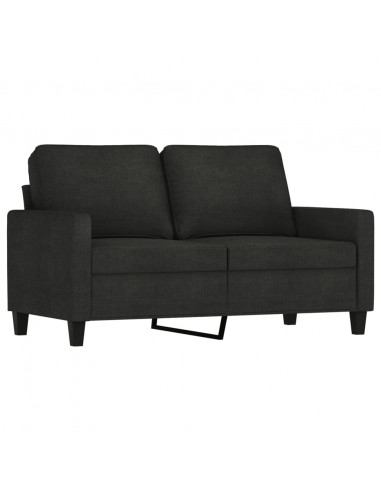 Set di Divani 3 pz con Cuscini Nero in Tessuto