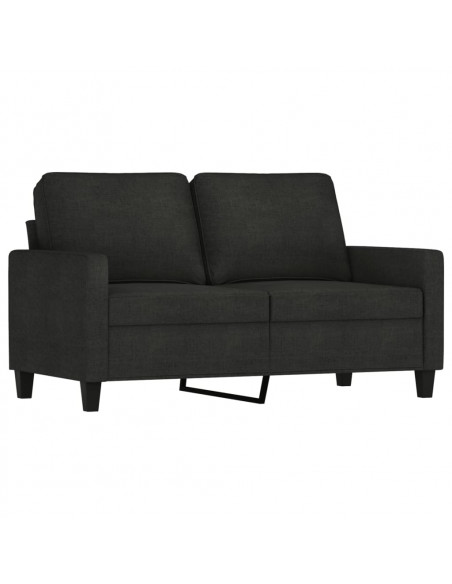 Set di Divani 3 pz con Cuscini Nero in Tessuto
