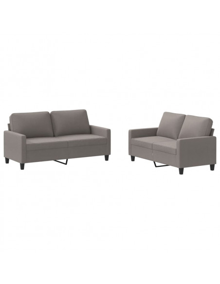 Set di Divani 2 pz con Cuscini Tortora in Tessuto