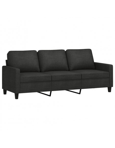 Set di Divani 3 pz con Cuscini Nero in Tessuto
