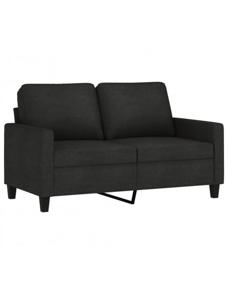 Set di Divani 2 pz con Cuscini Nero in Tessuto