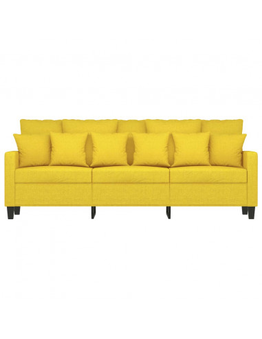 Divano a 3 Posti Giallo Chiaro 180 cm in Tessuto