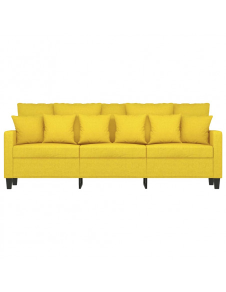 Divano a 3 Posti Giallo Chiaro 180 cm in Tessuto