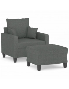 Poltrona con Poggiapiedi Grigio Scuro 60 cm in Tessuto 2