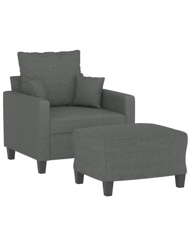 Poltrona con Poggiapiedi Grigio Scuro 60 cm in Tessuto