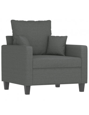 Poltrona con Poggiapiedi Grigio Scuro 60 cm in Tessuto