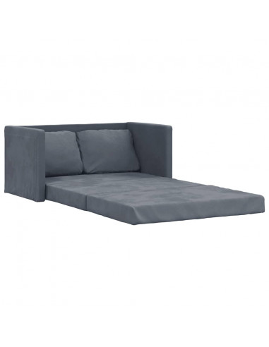 Divano Letto da Terra 2 in 1 Grigio Scuro 122x204x55 cm Velluto