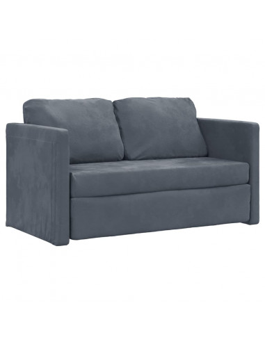 Divano Letto da Terra 2 in 1 Grigio Scuro 122x204x55 cm Velluto