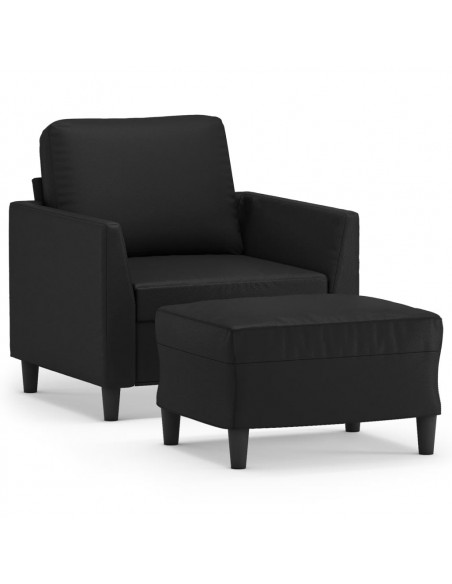 Poltrona con Poggiapiedi Nero 60 cm in Similpelle