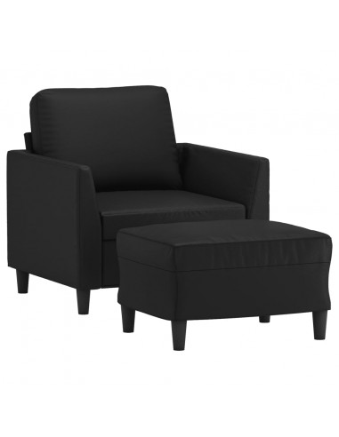 Poltrona con Poggiapiedi Nero 60 cm in Similpelle