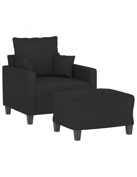 Poltrona con Poggiapiedi Nero 60 cm in Tessuto