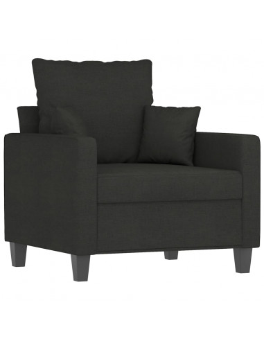 Poltrona con Poggiapiedi Nero 60 cm in Tessuto