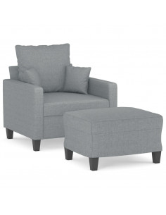 Poltrona con Poggiapiedi Grigio Chiaro 60 cm in Tessuto 2