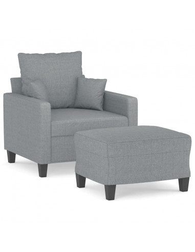 Poltrona con Poggiapiedi Grigio Chiaro 60 cm in Tessuto
