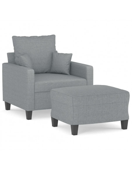 Poltrona con Poggiapiedi Grigio Chiaro 60 cm in Tessuto