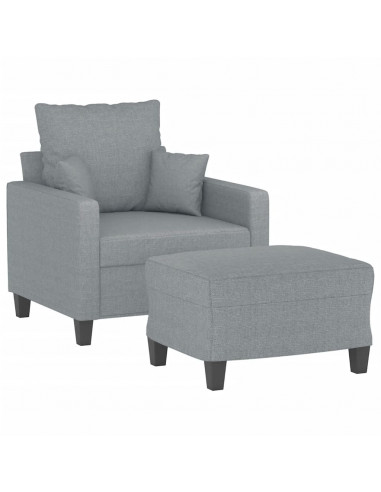 Poltrona con Poggiapiedi Grigio Chiaro 60 cm in Tessuto