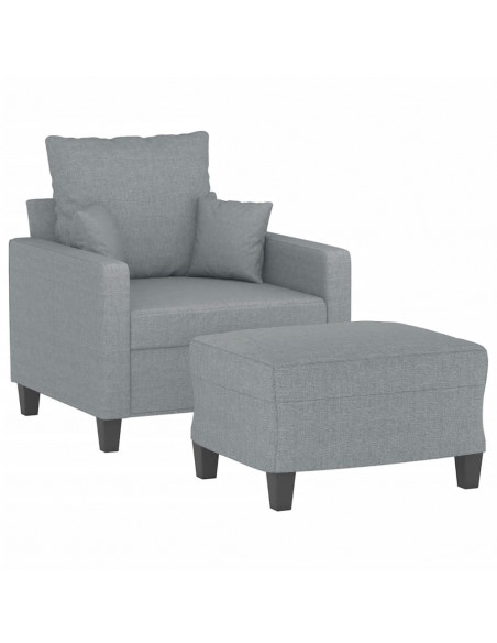 Poltrona con Poggiapiedi Grigio Chiaro 60 cm in Tessuto