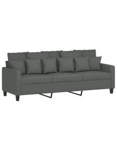 Divano a 3 Posti Grigio Chiaro 180 cm in Tessuto 2