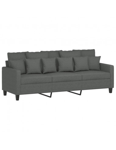 Set di Divani 2 pz con Cuscini Grigio Scuro in Tessuto