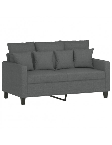 Set di Divani 3 pz con Cuscini Grigio Scuro in Tessuto
