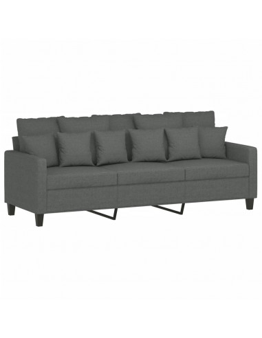 Set di Divani 3 pz con Cuscini Grigio Scuro in Tessuto