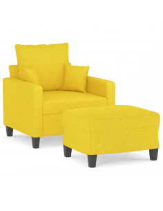 Poltrona con Poggiapiedi Giallo Chiaro 60 cm in Tessuto 2