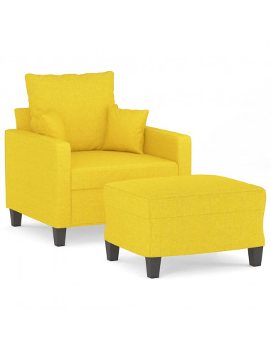 Poltrona con Poggiapiedi Giallo Chiaro 60 cm in Tessuto