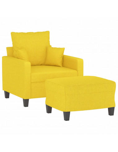 Poltrona con Poggiapiedi Giallo Chiaro 60 cm in Tessuto