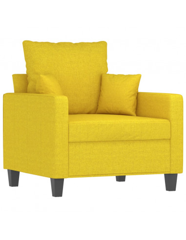 Poltrona con Poggiapiedi Giallo Chiaro 60 cm in Tessuto