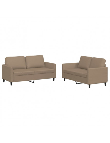 Set di Divani 2 pz con Cuscini cappuccino in Similpelle