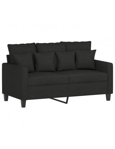 Set di Divani 2 pz con Cuscini Nero in Tessuto