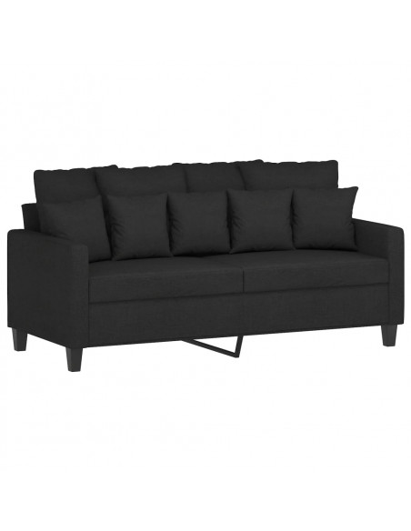 Set di Divani 2 pz con Cuscini Nero in Tessuto