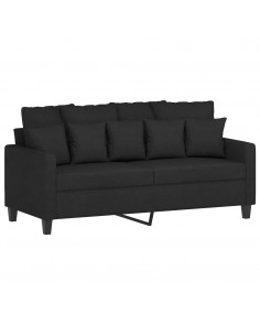 Divano a 2 Posti Nero 120 cm in Tessuto 2