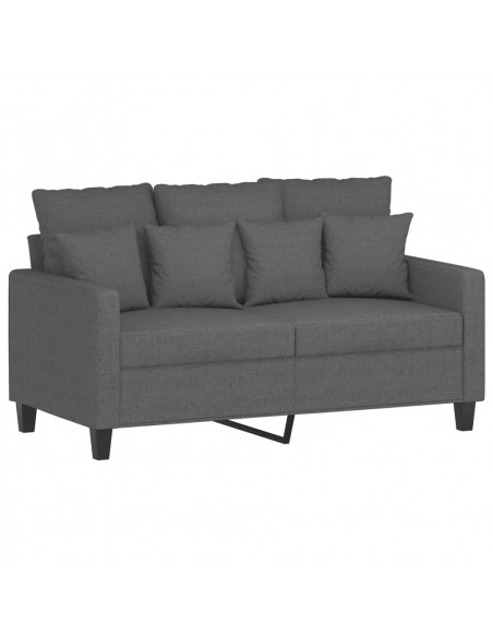 Set di Divani 2 pz con Cuscini Grigio Scuro in Tessuto