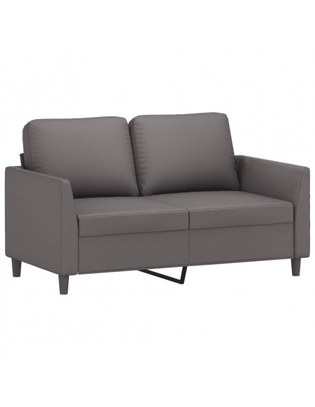 Set di Divani 2 pz con Cuscini Grigio in Similpelle