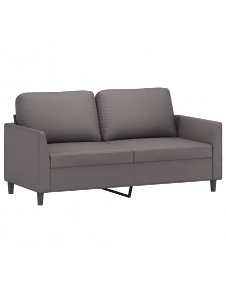 Set di Divani 2 pz con Cuscini Grigio in Similpelle