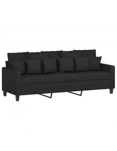 Set Divani 3 pz con Cuscini Nero in Tessuto