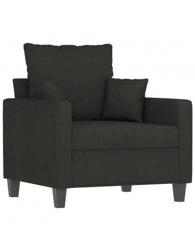 Set Divani 3 pz con Cuscini Nero in Tessuto