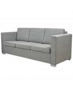 Divano a 3 Posti in Tessuto Grigio Chiaro 2